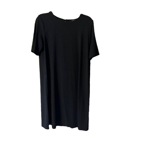 Eileen Fisher Dress Extra Small XS TP Black Crew Neck Short Sleeve Stretch - Picture 6 of 7